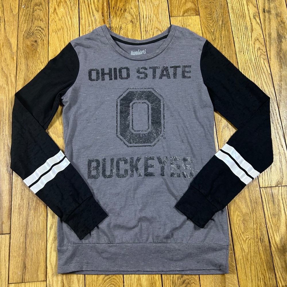 Juniors by Gen 2 Ohio State‎ Buckeyes Gray Black Long Sleeve T Shirt Top S